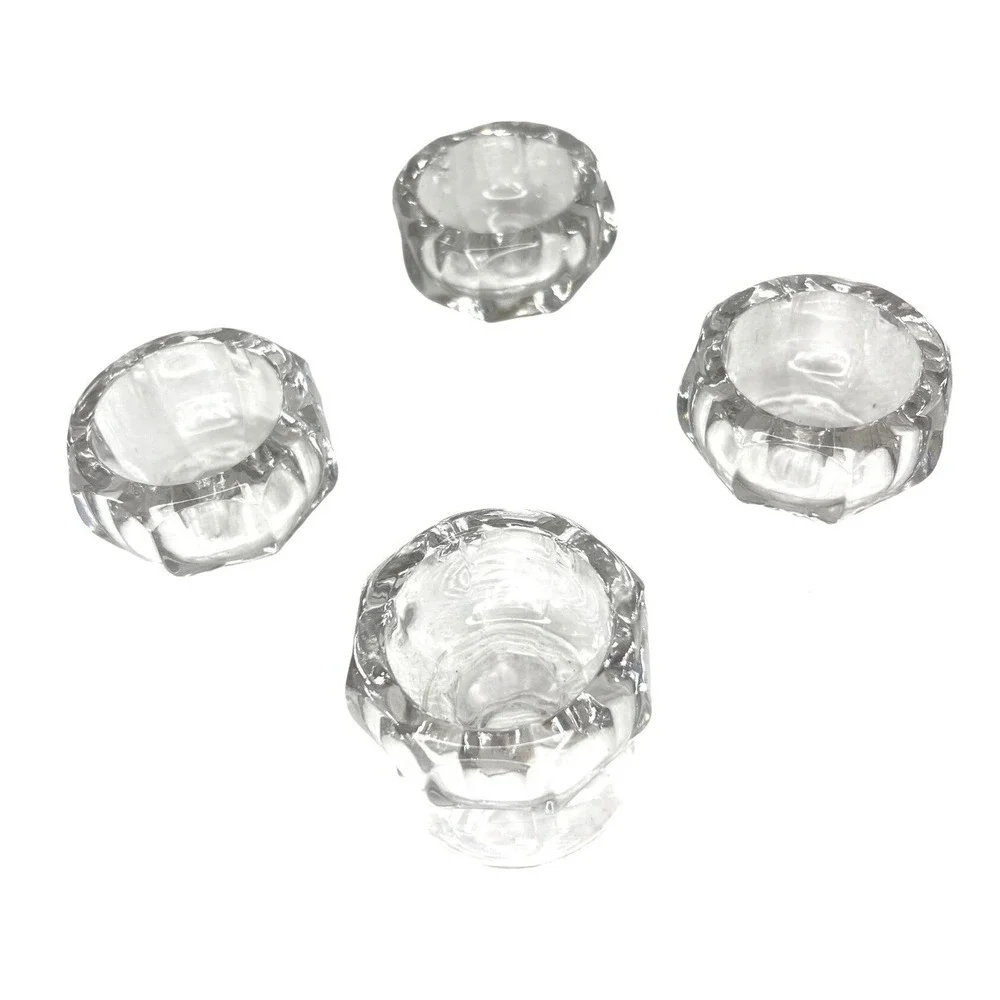 Set of 4 Vintage Clear Glass Egg Cups Faceted‎ Pedestal Base Pressed Glass
